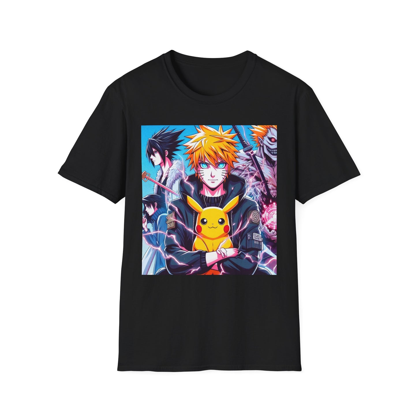 A fun and playful anime t-shirt featuring various anime c