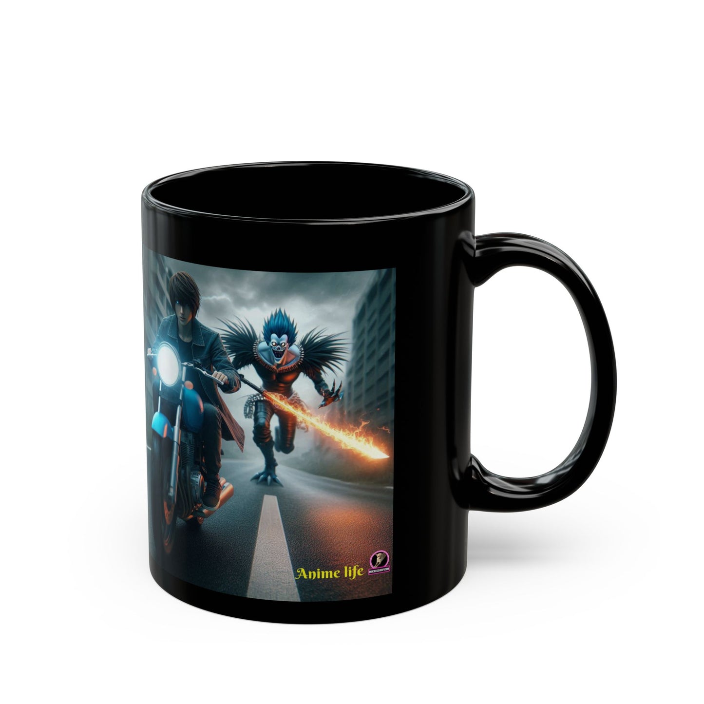 Mug, anime coffee mug with death note, geek gift, manga cup, otaku decor, black ceramic drinkware