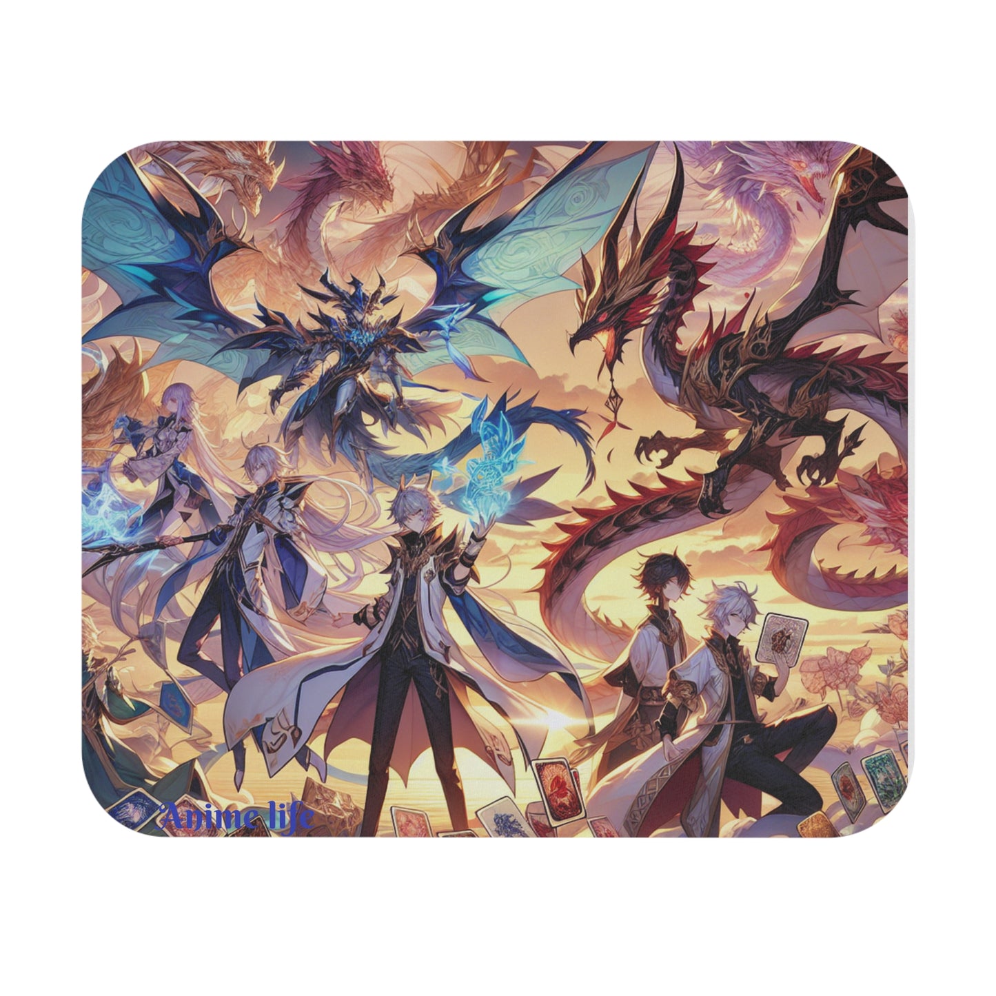 Rectangle Mouse Pad - Anime Theme with Yugi oh and Dragons, Gaming Mouse Mat, Desk Accessory, Office Decor, Computer Supplies, Game Room