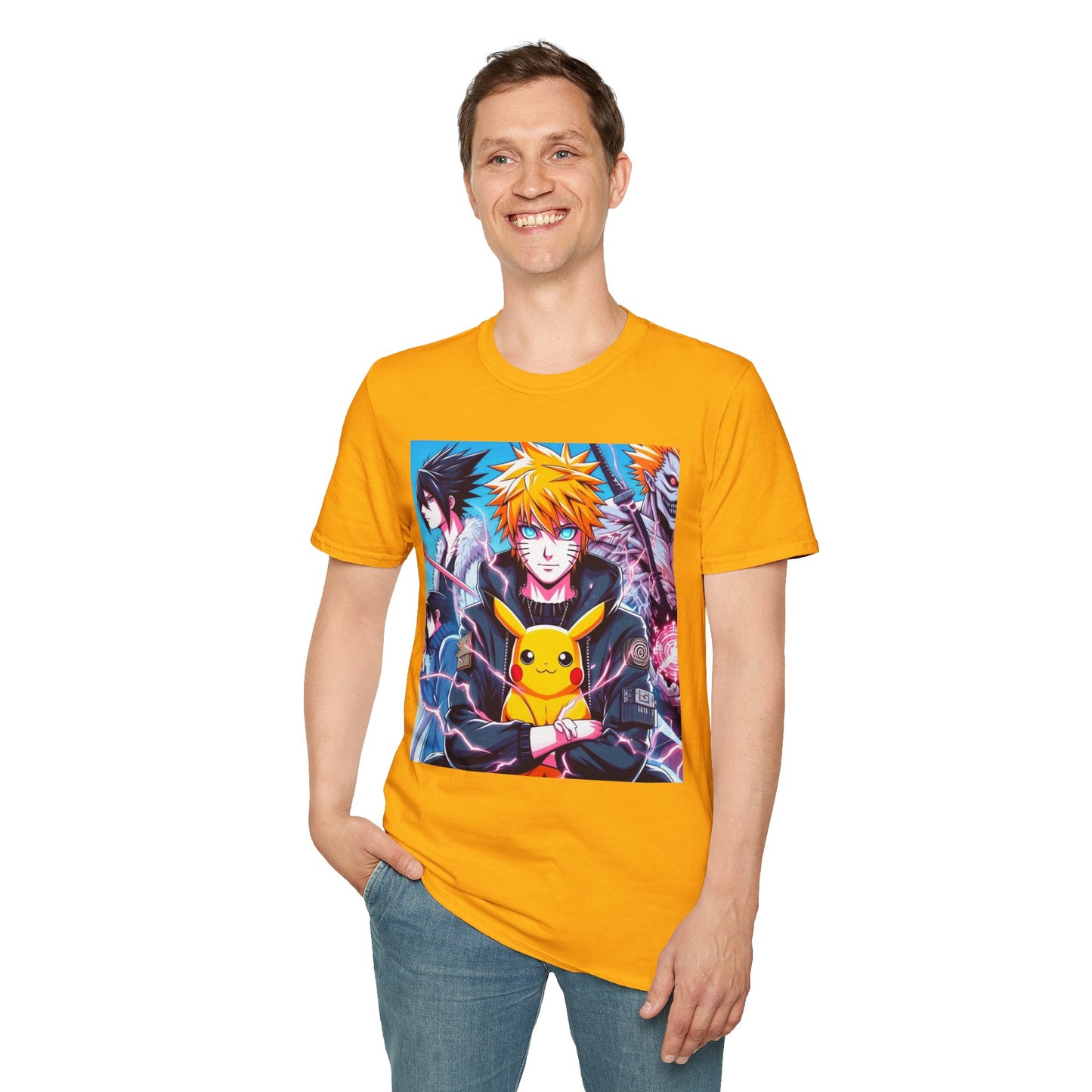 A fun and playful anime t-shirt featuring various anime c