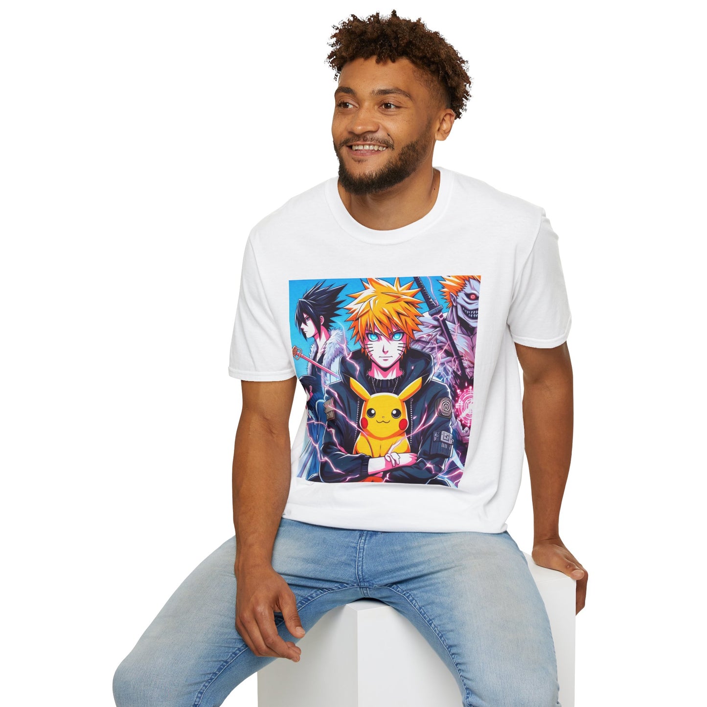 A fun and playful anime t-shirt featuring various anime c